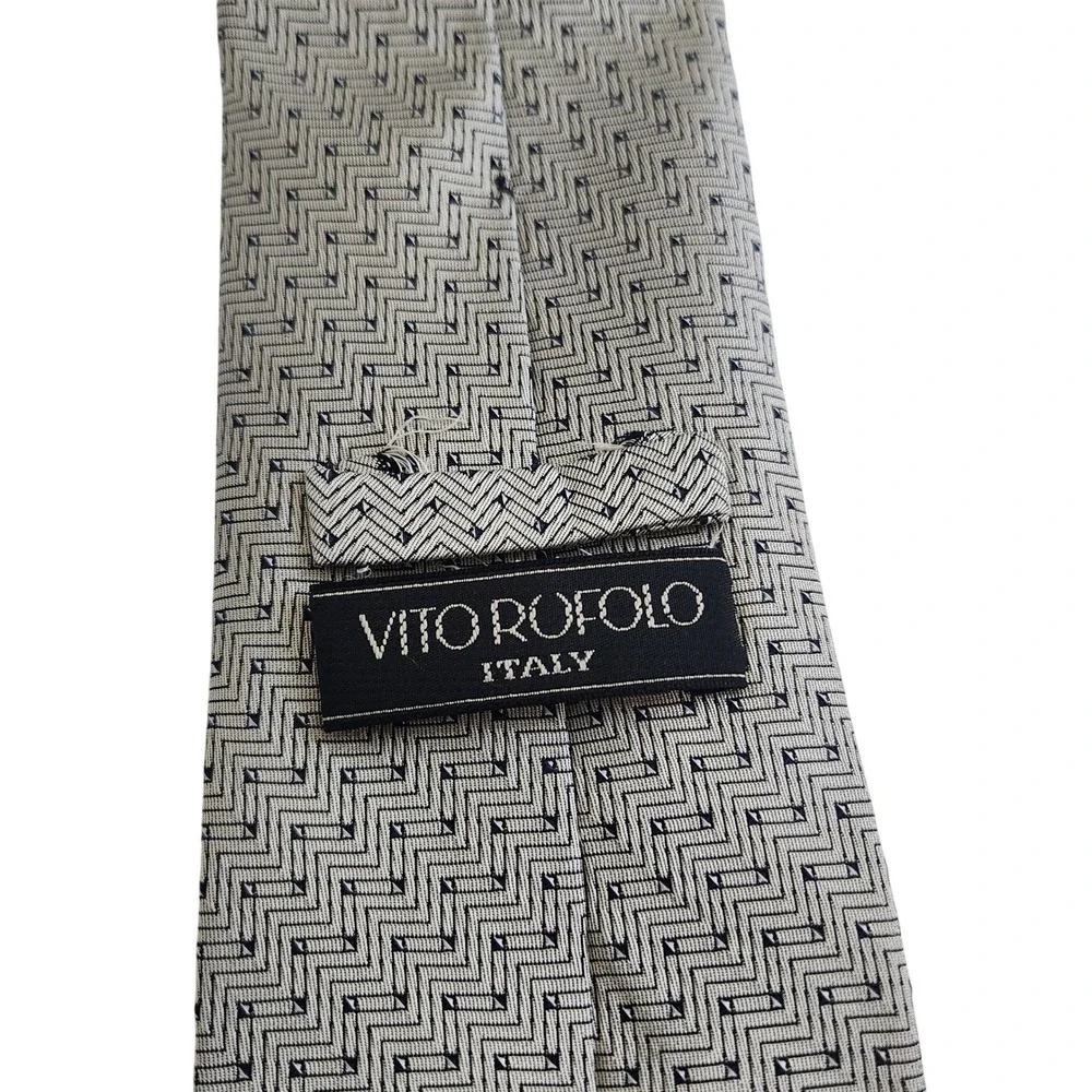 Vito Rofolo Italy Men's Silk Tie Geometric‎ Chevron 58